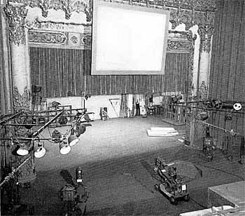 The Hollywood Playhouse after conversion into a television theatre for NBC - note the proscenium still in place with a projection screen hung in front of it top center