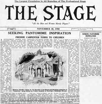 Discussion of pantomime ideas and designs as printed in the 30th November 1950 edition of <i>The Stage</i> (850KB PDF)