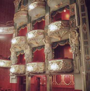 Box Tier at House Left side as photographed from the stage by Victor Glasstone in the 1970s, courtesy <i>TheatResearch</i> (JPG)
