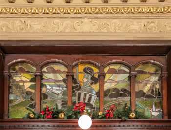 King’s Theatre, Edinburgh: Arthurian stained glass panel above Grand Circle Bar