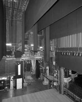 Backstage from Fly Floor (Stage Right), as photographed in 2001, courtesy RCAHMS/Canmore (JPG)