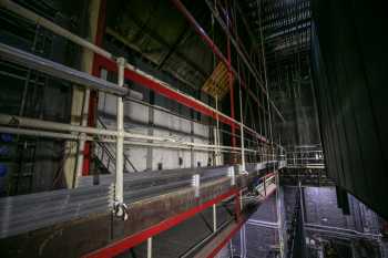 King’s Theatre, Glasgow, United Kingdom: outside London: Upstage crossover bridge, with Paint Frame behind, as seen from the Upstage Right corner of the Fly Floor, located Stage Right