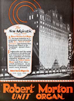 Robert Morton theatre organ advertisement featuring the Majestic Theatre, as appeared on the back cover of “Motion Picture News” on 3rd August 1929 (JPG)