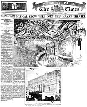 Full-page feature one day ahead of the theatre’s opening, including drawings and photographs, as featured in the 14th August 1927 edition of the <i>Los Angeles Times</i> (581KB PDF)