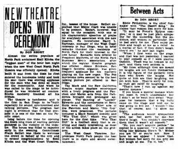 Review of the theatre’s opening as printed in the 18th January 1929 edition of the <i>San Diego Tribune</i> (240KB PDF)