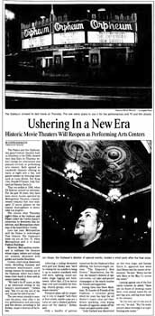 Feature on the theatre’s reopening, as printed in the 5th January 2001 edition of the <i>Los Angeles Times</i> (400KB PDF)