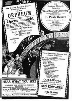 Opening night advert for the new <i>Orpheum Theater</i> (JPG)