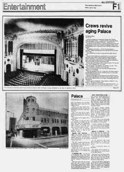 Difficulties of fitting the national touring production of “Annie” into the theatre, as printed in the 6th April 1980 edition of <i>The Arizona Republic</i>, digitized by newspapers.com (1.5MB PDF)