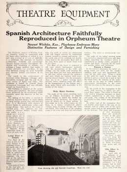 Two-page feature on the new theatre, as printed in the 30th September 1922 edition of <i>Exhibitors Herald</i> (5MB PDF)