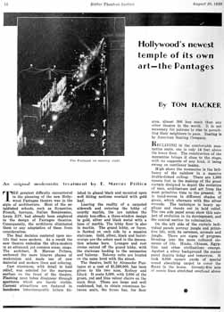 News of the new Pantages Theatre, as printed in the 30th August 1930 edition of <i>Exhibitors Herald-World</i>, courtesy Library of Congress (2.7MB PDF)