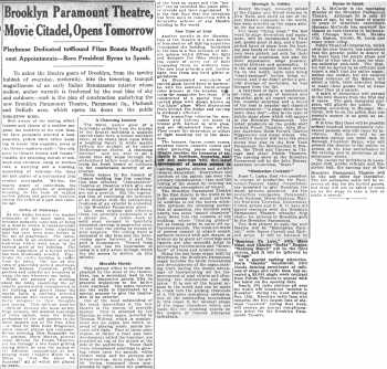 News of the theatre’s imminent opening, as printed in the 23rd November 1928 edition of <i>The Brooklyn Daily Times</i> (2.3MB PDF)