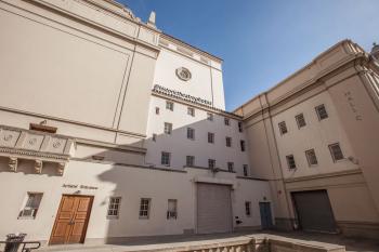 Pasadena Civic Auditorium: West side of building with Dock Door to Stage