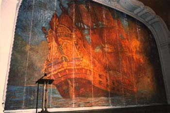 Undated photo of the theatre’s original fire curtain dating from 1925 (JPG)