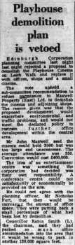 News of the cinema’s imminent closure, as printed in the 12th November 1972 edition of <i>The Scotsman</i> (530KB PDF)