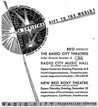 Opening advertisement as printed in the 26th December 1932 edition of the <i>New York Times</i> (670KB PDF)