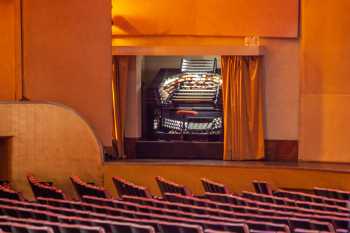 Organ Console House Left within its Curtained Booth