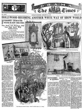 News of the imminent opening of the Vine St Theatre and Hollywood Playhouse, as reported in the 16th January 1927 edition of the <i>Los Angeles Times</i> (1.3MB PDF)