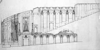 Longitudinal Section sketch, held by the University of California, Los Angeles, Library - Department of Special Collections (JPG)