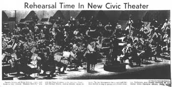 Rehearsal photo prior to opening night at the theatre, as printed in the 12th January 1965 edition of the <i>San Diego Union</i>, held by the San Diego Public Library (JPG)