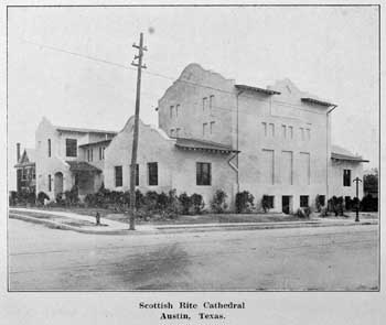 The Scottish Rite Cathedral circa 1915, from “History of Scottish Rite Masonry in Texas”, held by the Library of Congress and scanned online by the Internet Archive (JPG)