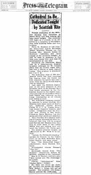 News of the cathedral’s dedication, as reported in the 11th September 1926 edition of the <i>Long Beach Press-Telegram</i> (900KB PDF)