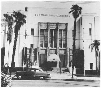 Scottish Rite Temple, completed 1925; courtesy Scottish Rite Cathedral Association of Pasadena, Inc. (JPG)