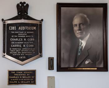 Pasadena Scottish Rite, Los Angeles: Greater Metropolitan Area: Cobb Auditorium Dedication Plates