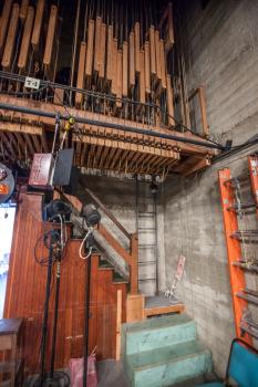 Pasadena Scottish Rite, Los Angeles: Greater Metropolitan Area: Stairs to Fly Floor Upstage Right