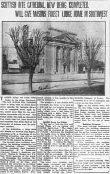 Article from the 9th March 1916 edition of <i>The Tucson Citizen</i> regarding the nearing completion of the Scottish Rite Cathedral (600KB PDF)