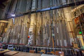 Shrine Auditorium, University Park, Los Angeles: Greater Metropolitan Area: Counterweight Lock Rail from Downstage