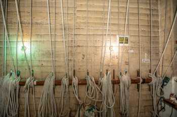 Spreckels Theatre, San Diego, California (outside Los Angeles and San Francisco): Pin Rail for Jack Lines on Stage Right Stagehouse Wall