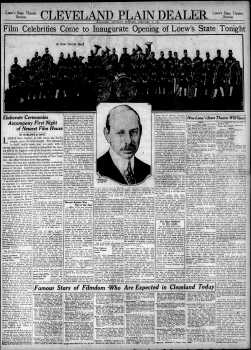 6-page feature celebrating the theatre’s opening, as printed in the 5th February 1921 edition of <i>The Plain Dealer</i> (28MB PDF)