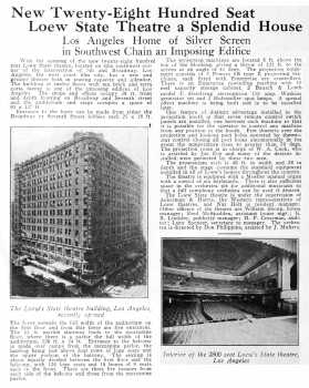 Report on the newly-opened State Theatre, as published in the 21st January 1922 edition of <i>Motion Picture News</i>, courtesy the Museum of Modern Art Library in New York (470KB PDF)