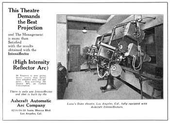 The State Theatre’s Projection Booth as shown in an advertisement from the 29th October 1927 edition of <i>Exhibitors Herald</i>, held by the Museum of Modern Art Library in New York and digitized by the Internet Archive (JPG)