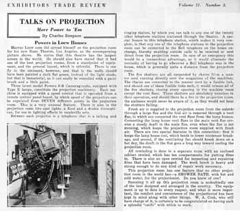 A feature on the state-of-the-art Projection Booth at the State Theatre from the 17th December 1921 edition of <i>Exhibitors Trade Review</i>, digitized by the Internet Archive (780KB PDF)