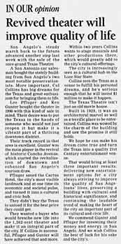 Opinion piece on the theatre’s renovation, as printed in the 12th June 2006 edition of the <i>San Angelo Standard Times</i> (370KB PDF)
