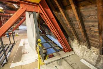 Theatre Royal, Drury Lane, London, United Kingdom: London: Counterweight Head Beams located on Stage Right stagehouse wall (view is from upstage)