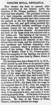 News of the theatre’s opening, as printed in the 31st August 1867 edition of the <i>The Builder</i> (200KB PDF)