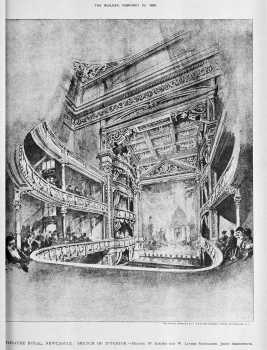 Sketch of the 1895 auditorium, as printed in the 23rd February 1895 edition of <i>The Builder</i>, courtesy <i>Getty Research Institute</i> (JPG)