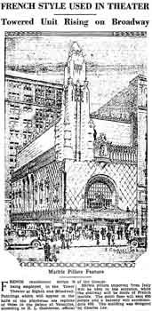 Update on the progress of the Tower Theatre as printed in the 27th September 1927 edition of the <i>Los Angeles Times</i> (130KB PDF)