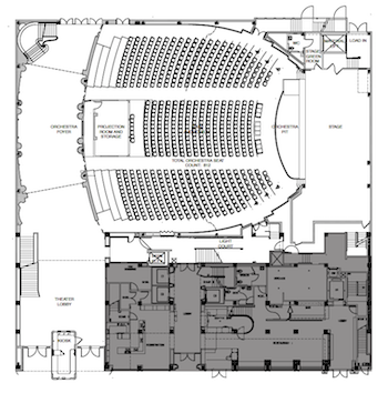 Orchestra-level Plan of the renovated theatre courtesy of the theatre’s website (430KB PDF)