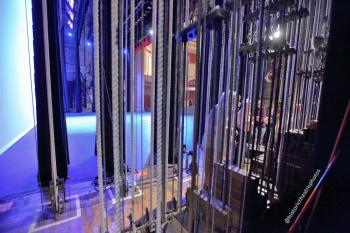 Wilshire Ebell Theatre, Los Angeles: Stage from behind Counterweight fly lines
